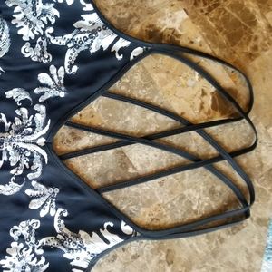 Shirt from Express black with white and silver detail